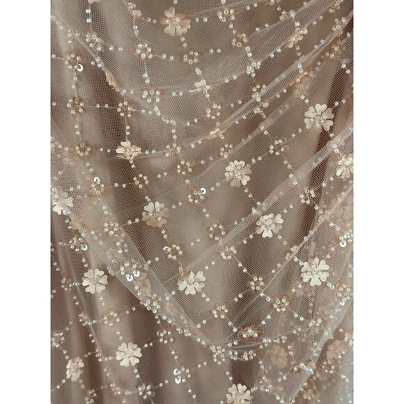 Mac Duggal 68139 Floral Sequin Ostrich Feather One-Shoulder Sheath Gown Size 4 - Picture 5 of 8